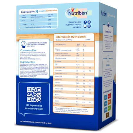 Nutribén 8 Cereales Galleta María 600gr - Nutrición Saludable